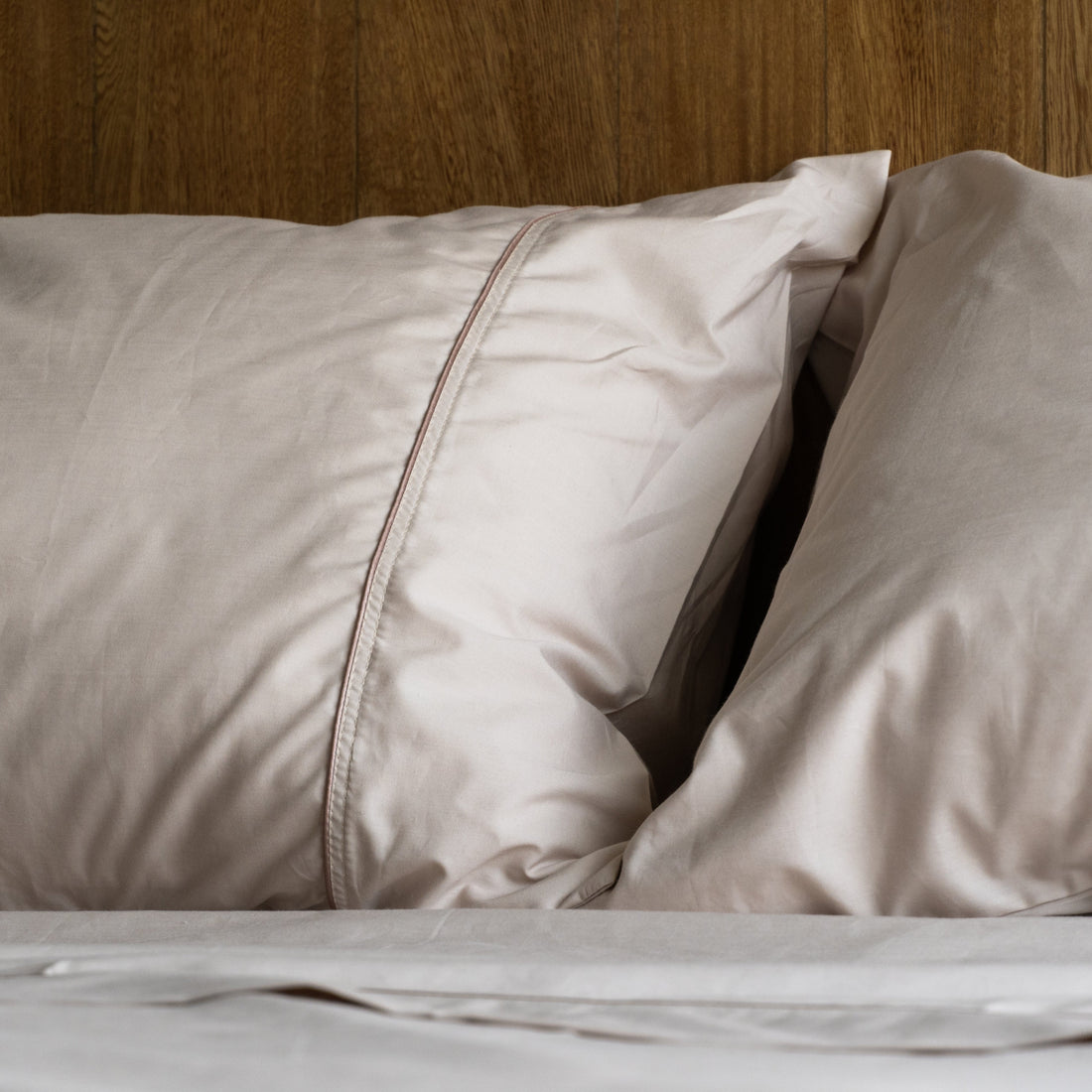 Set x2 fundas de Almohada 100% algodón 200 hilos color Amendoa