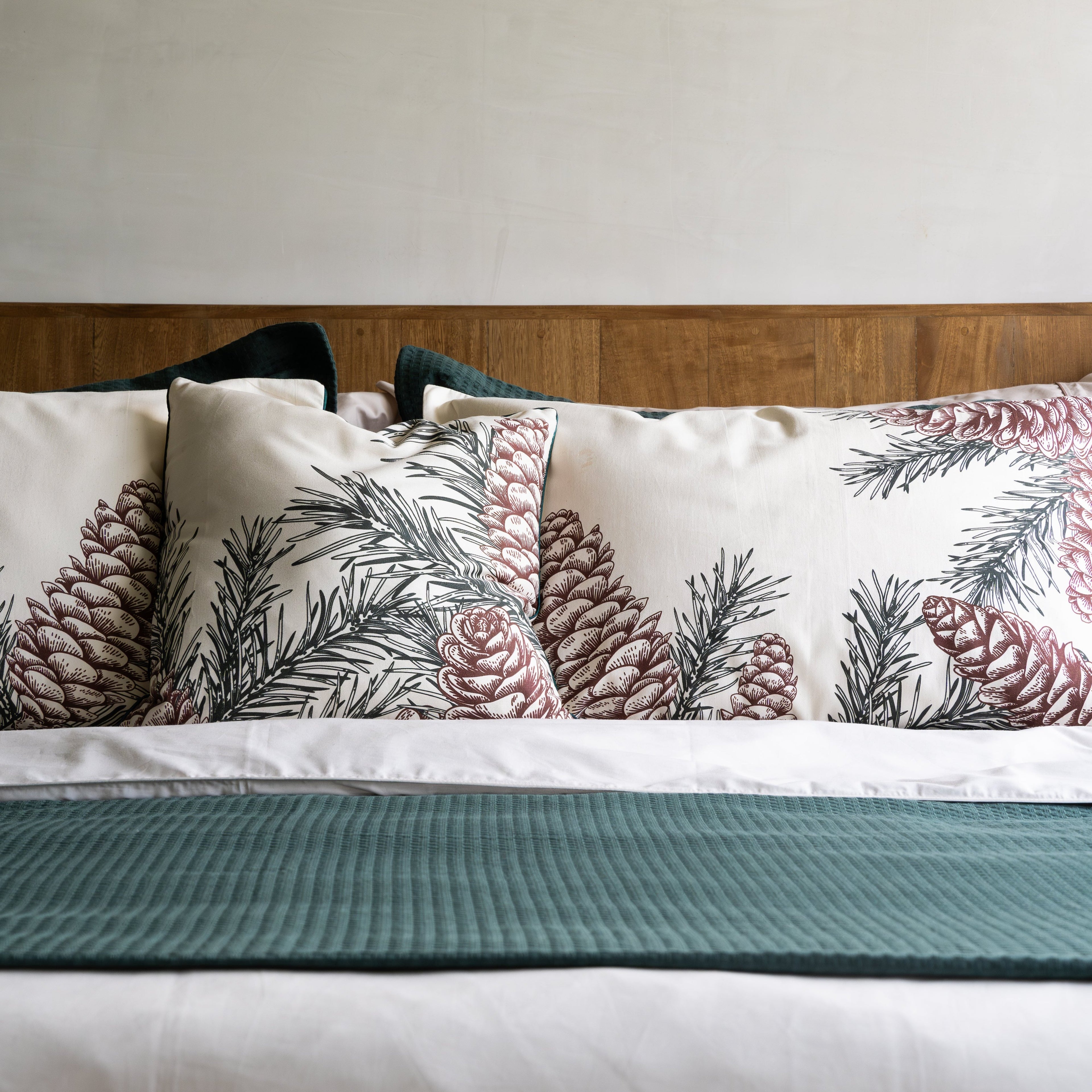 Funda decorativa para cojín navideña Hojas de Pino