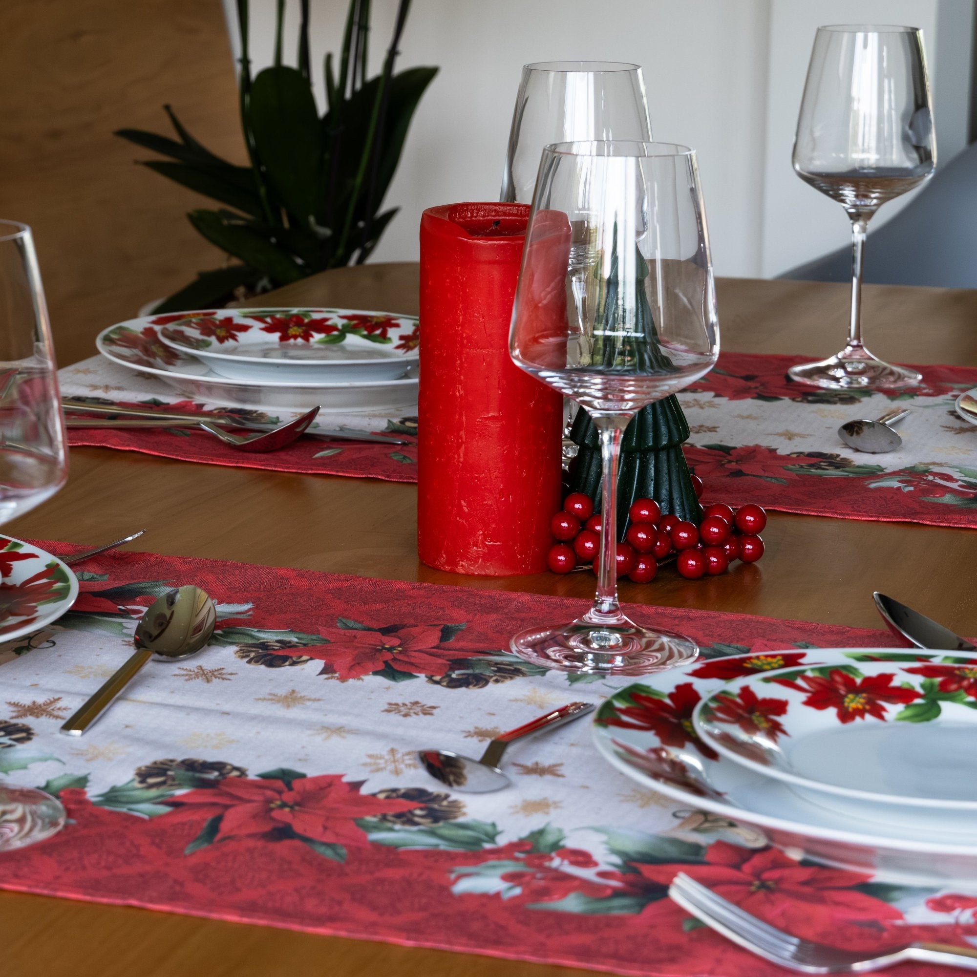 Camino de mesa navideño Campanas