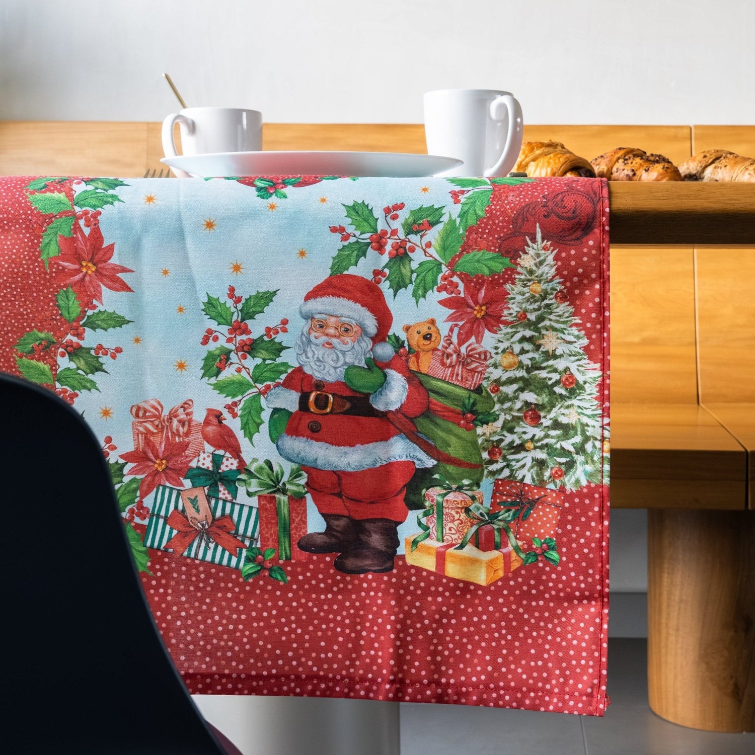 Camino de mesa navideño Papá Noel