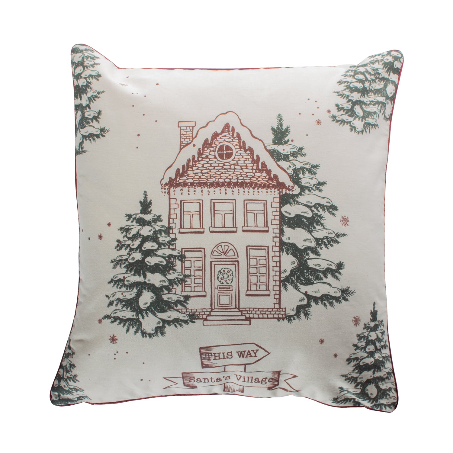 Funda decorativa para cojín navideña Casa Papá Noél