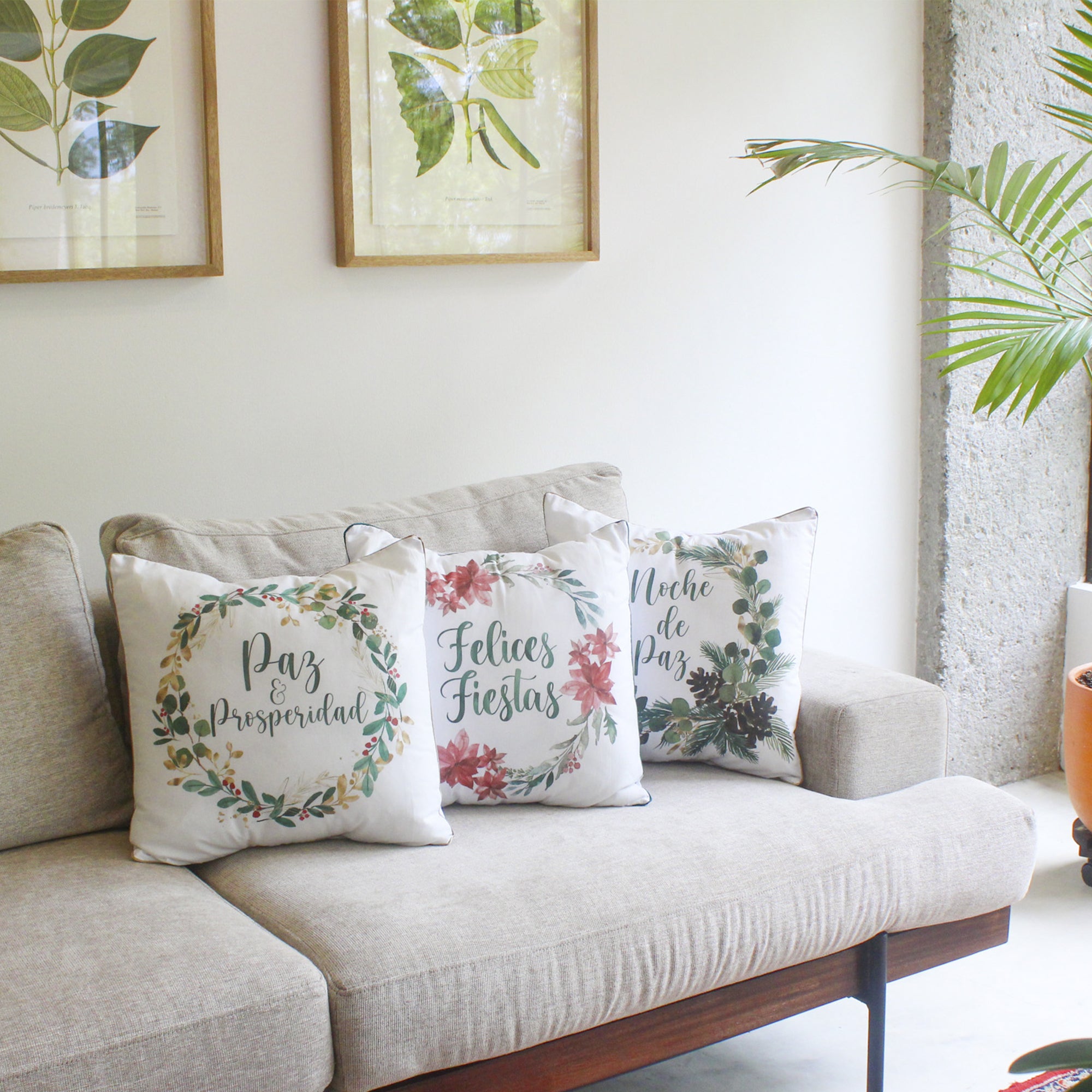 Funda para cojín Navideña Aquarela Felices Fiestas