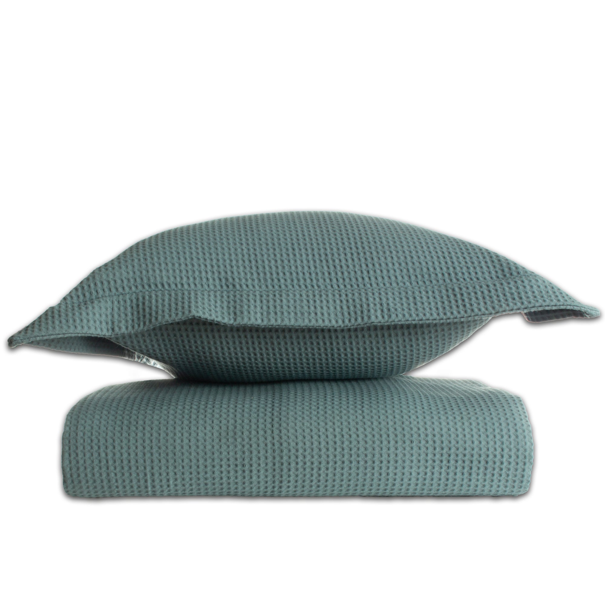 Juego de colcha Piquet 100% algodón (tipo waffle) Verde Azul