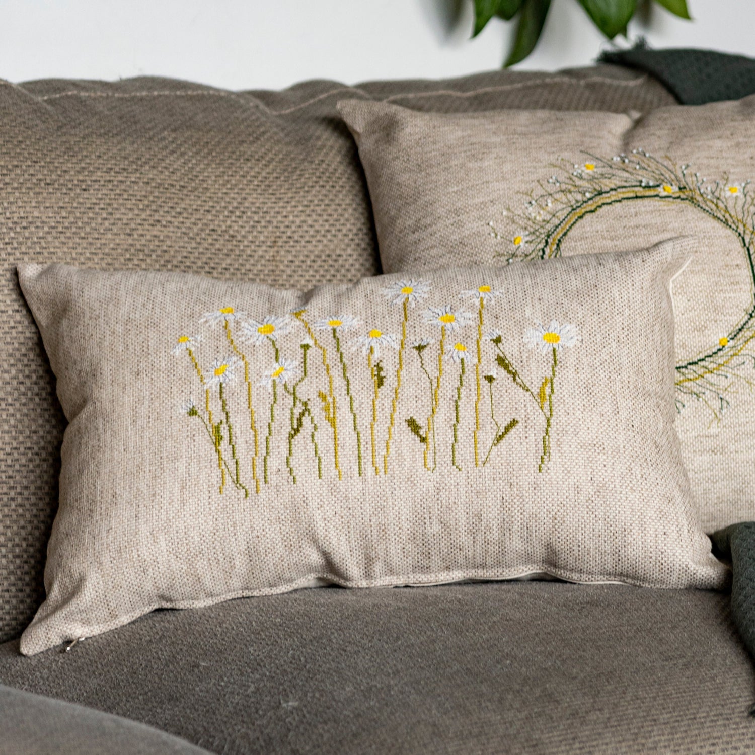 Funda de cojín para bordar en Lino Rectangular