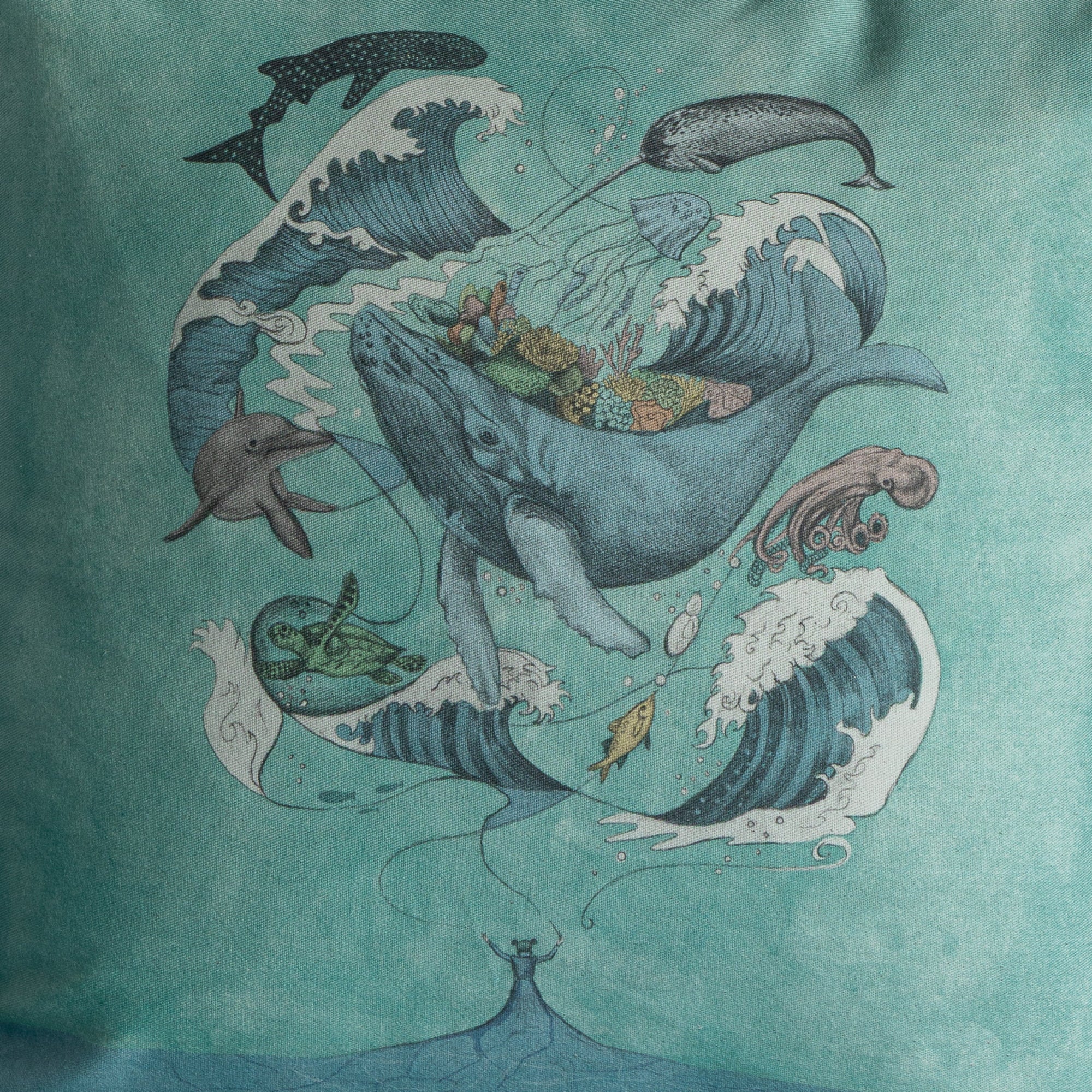 Funda Cojin Cuadrada Ilustrada Mar Adentro By Leen