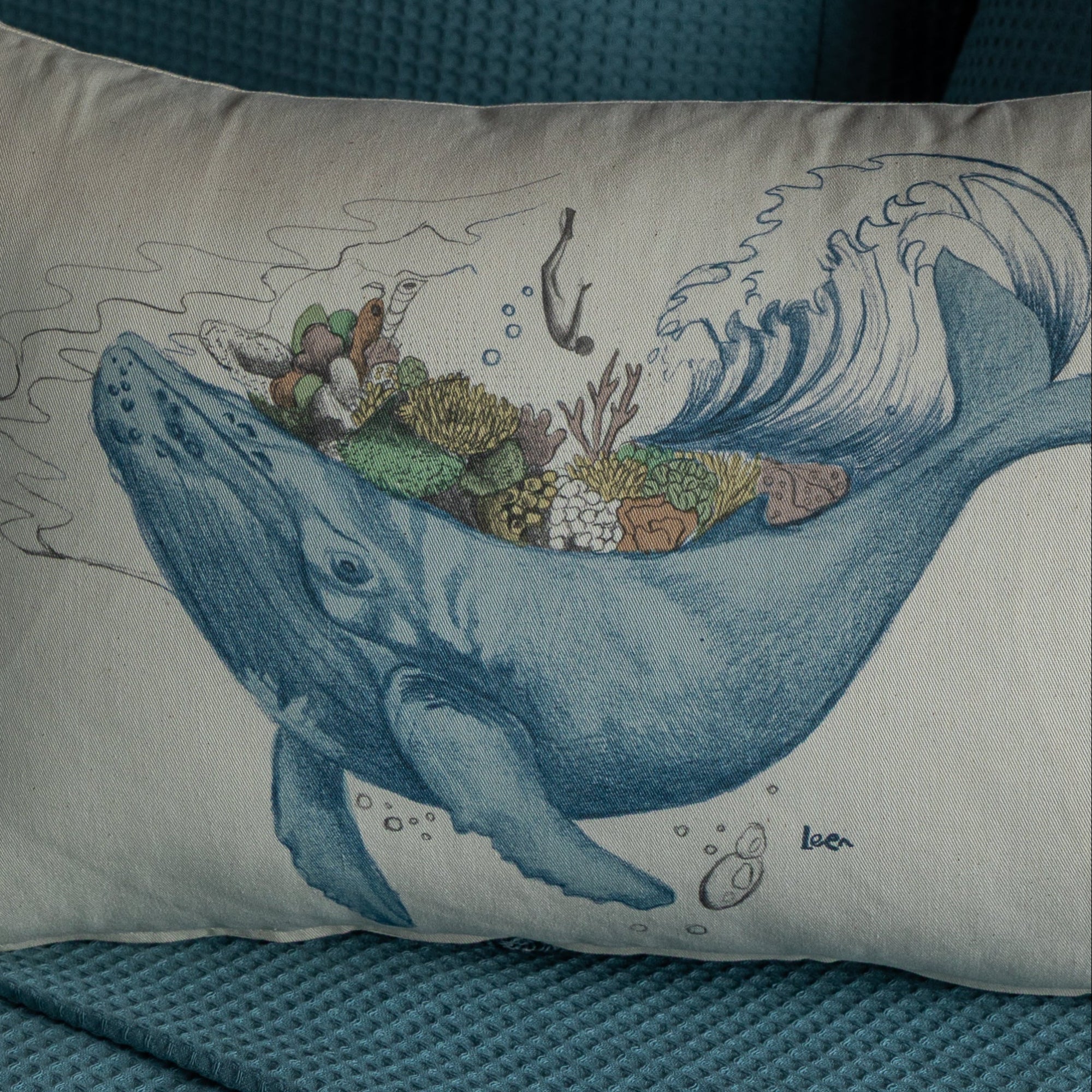 Funda Cojin Rectangular Ilustrada Mar Adentro By Leen