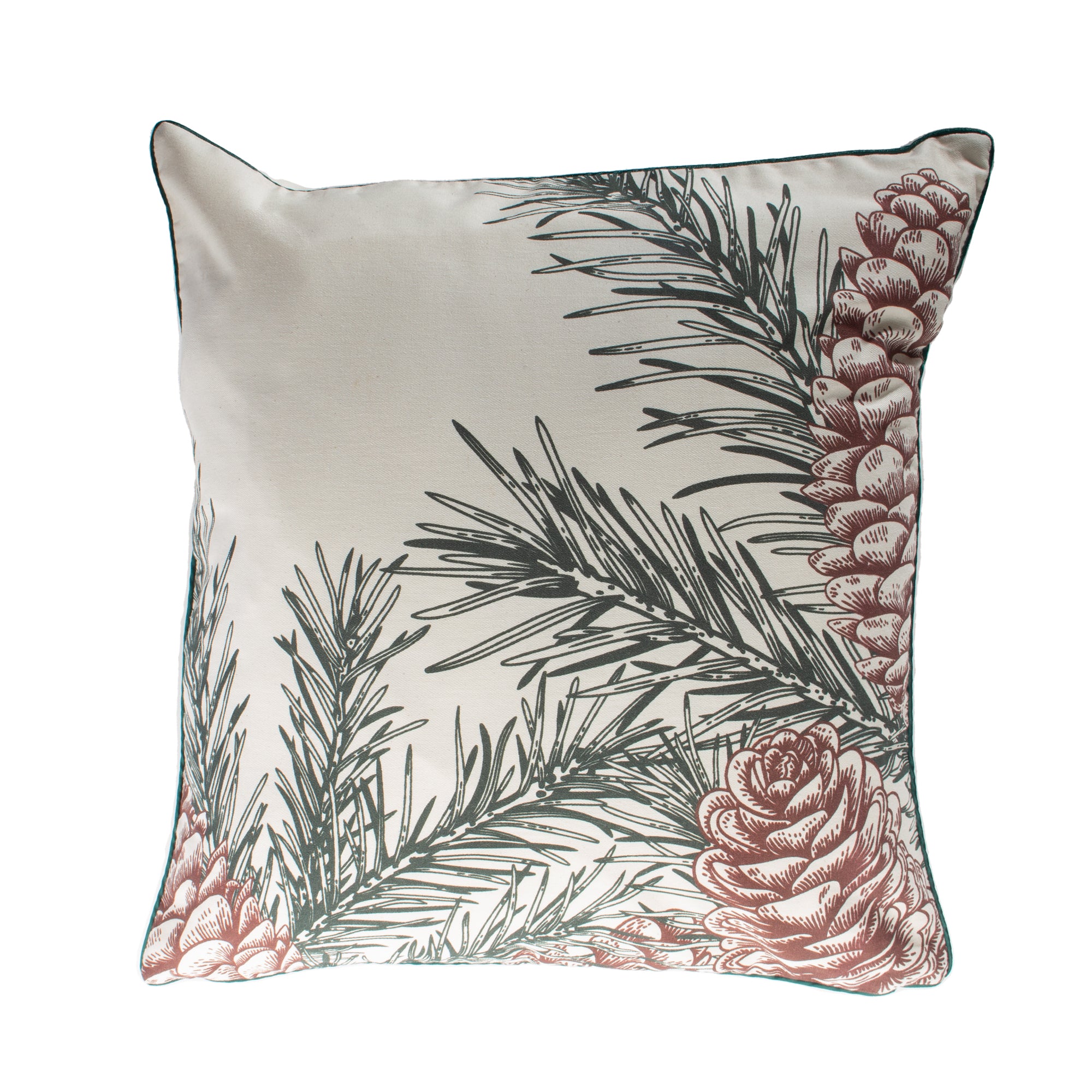 Funda decorativa para cojín navideña Hojas de Pino