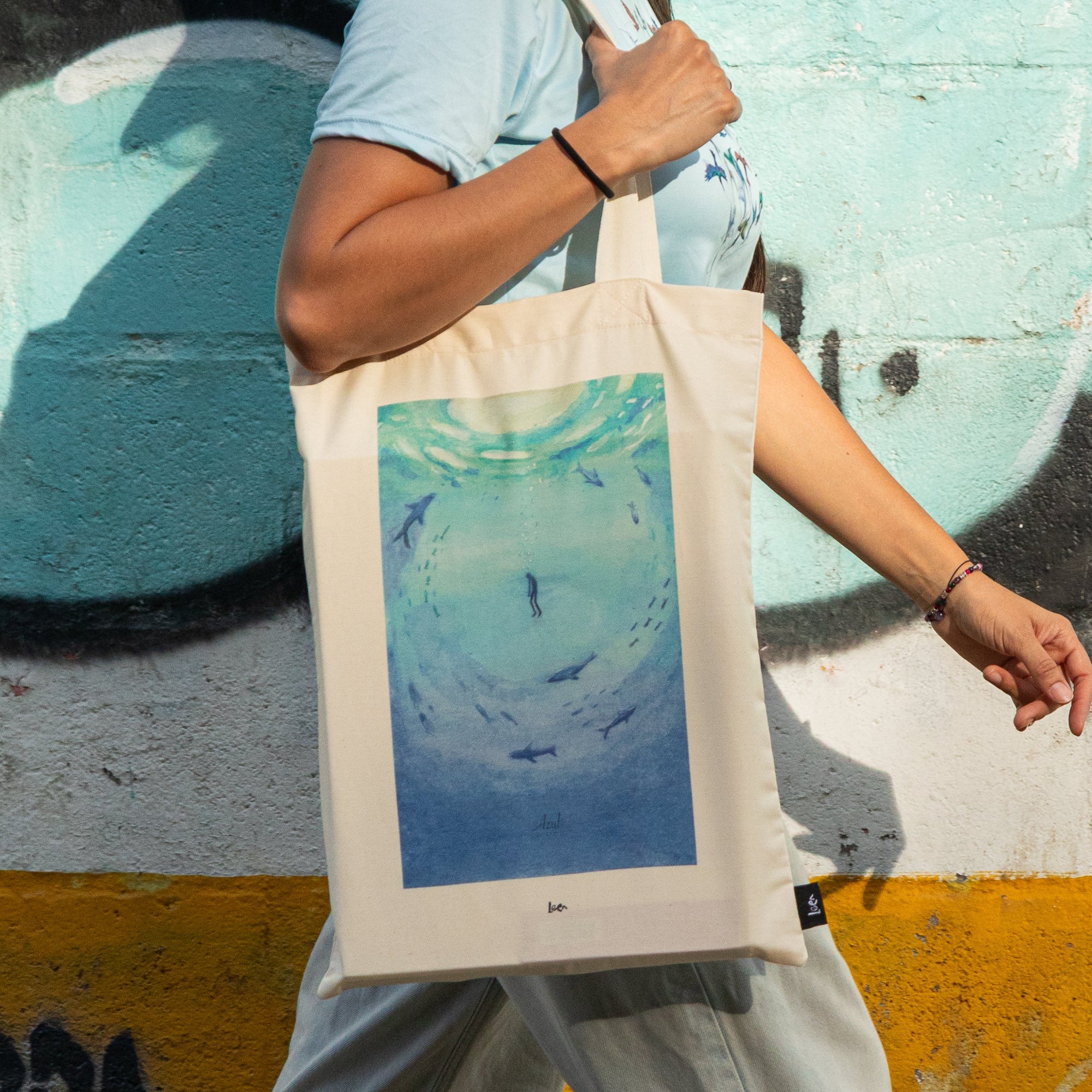 Tote Bag Ilustrada Azul By Leen