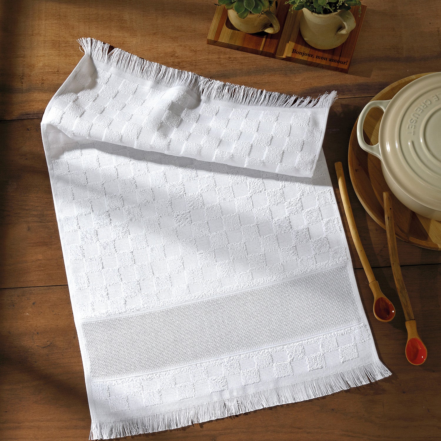 Paño de cocina para bordar Verona Blanco