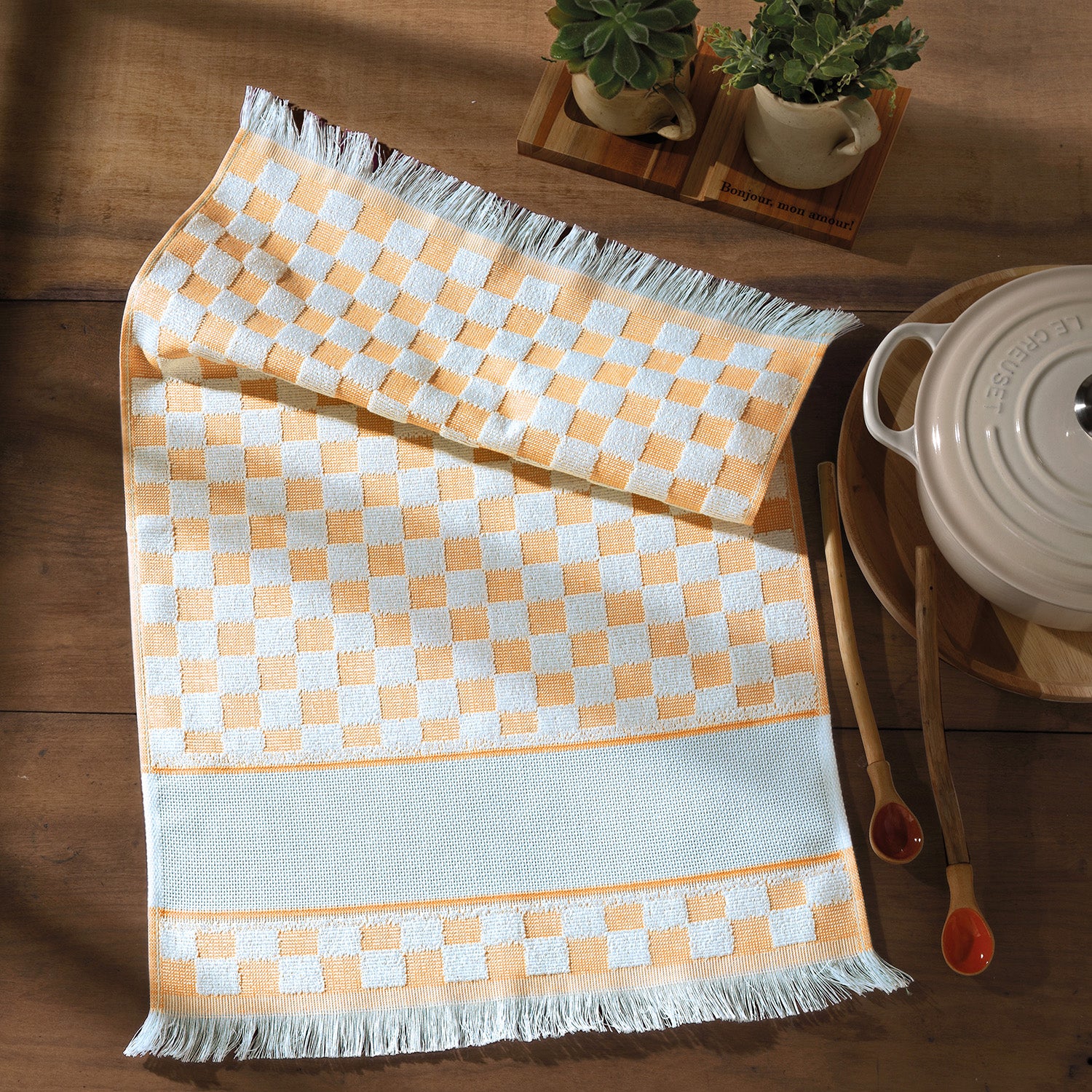 Paño de cocina para bordar Verona Naranja