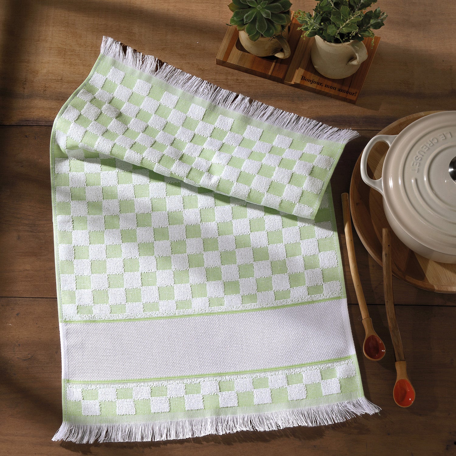 Paño de cocina para bordar Verona Verde