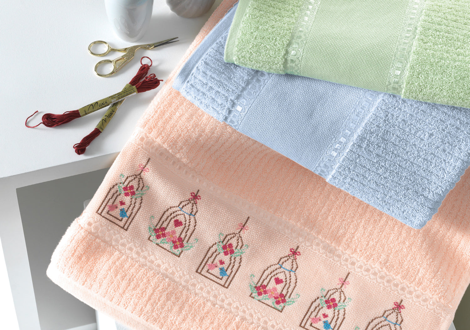 Toalla para bordar Pasafita 100% algodón 400 gramos Azul