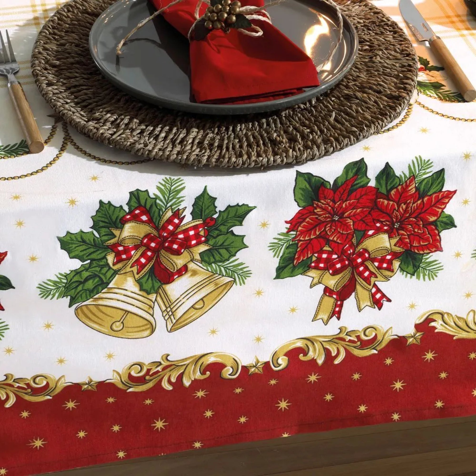 Mantel Decorativo Navideño Campanas