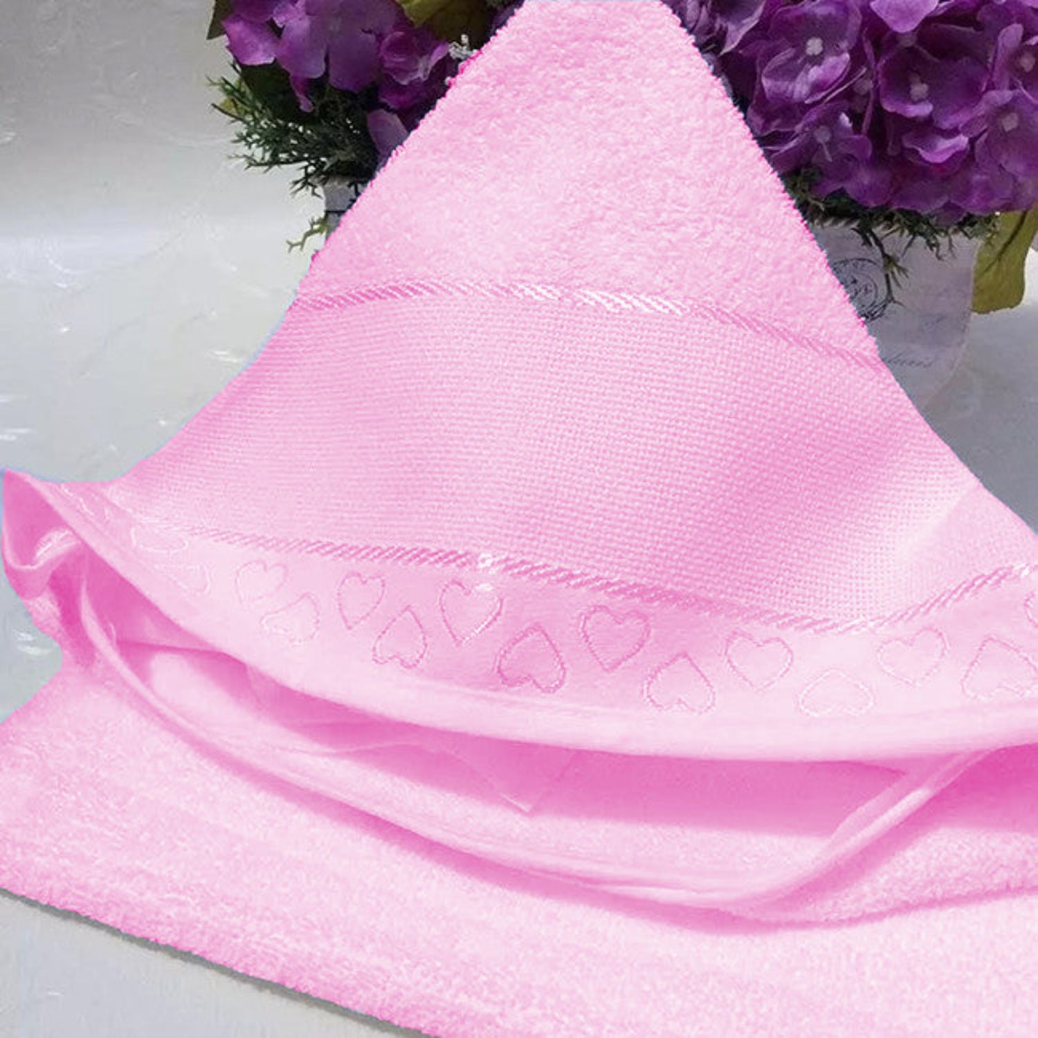 Capucha toalla de bebé para bordar Baby Love 100% algodón Rosa