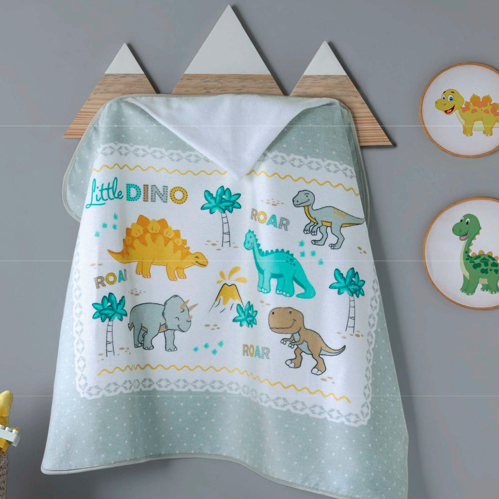 Toalla Capucha para bebé 100% algodón estampado Dinos