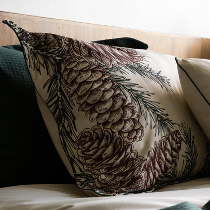 Juego x2 fundas para almohada navideñas piñas de pino