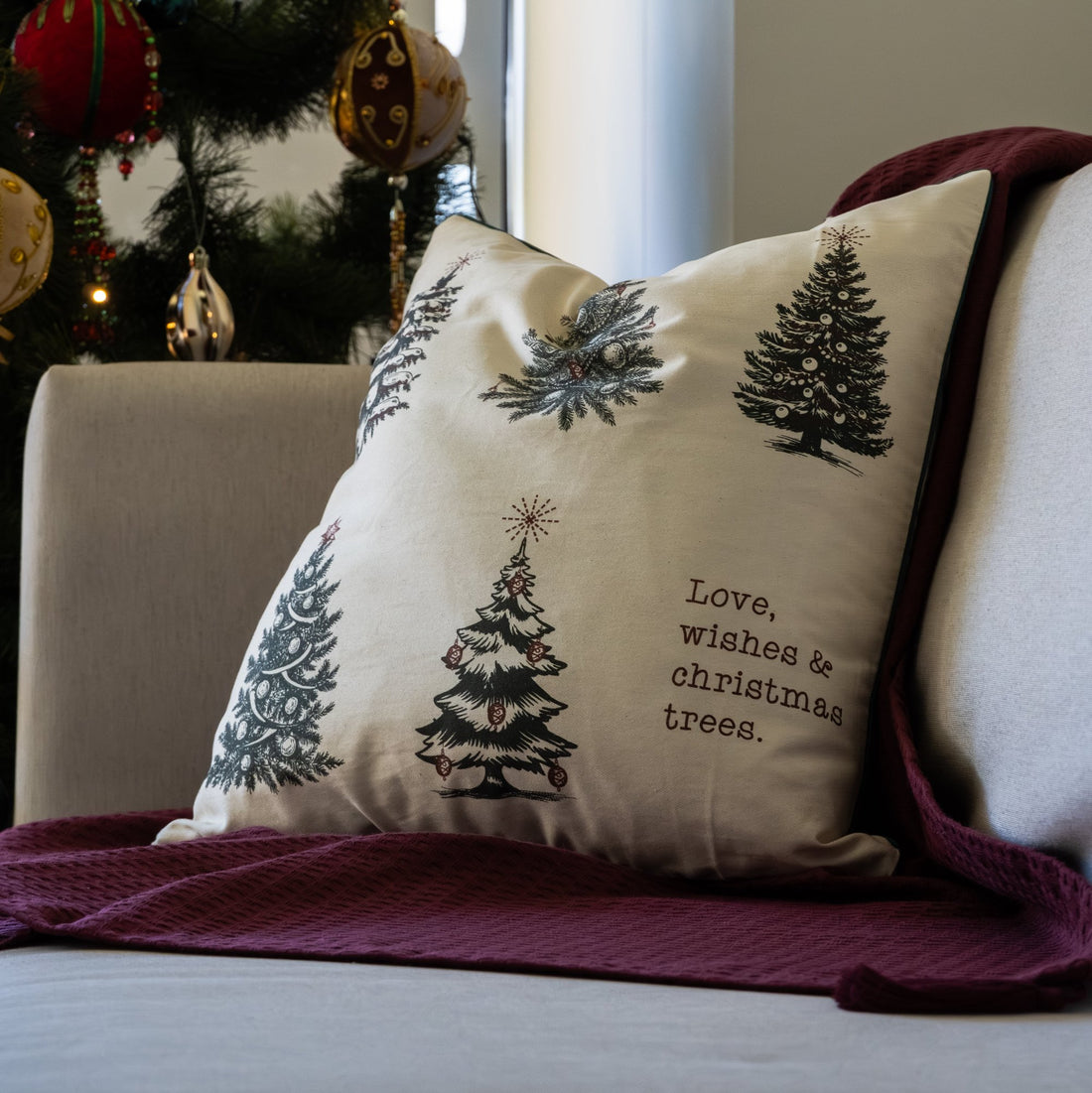 Funda decorativa para cojín navideña Love & Wishes