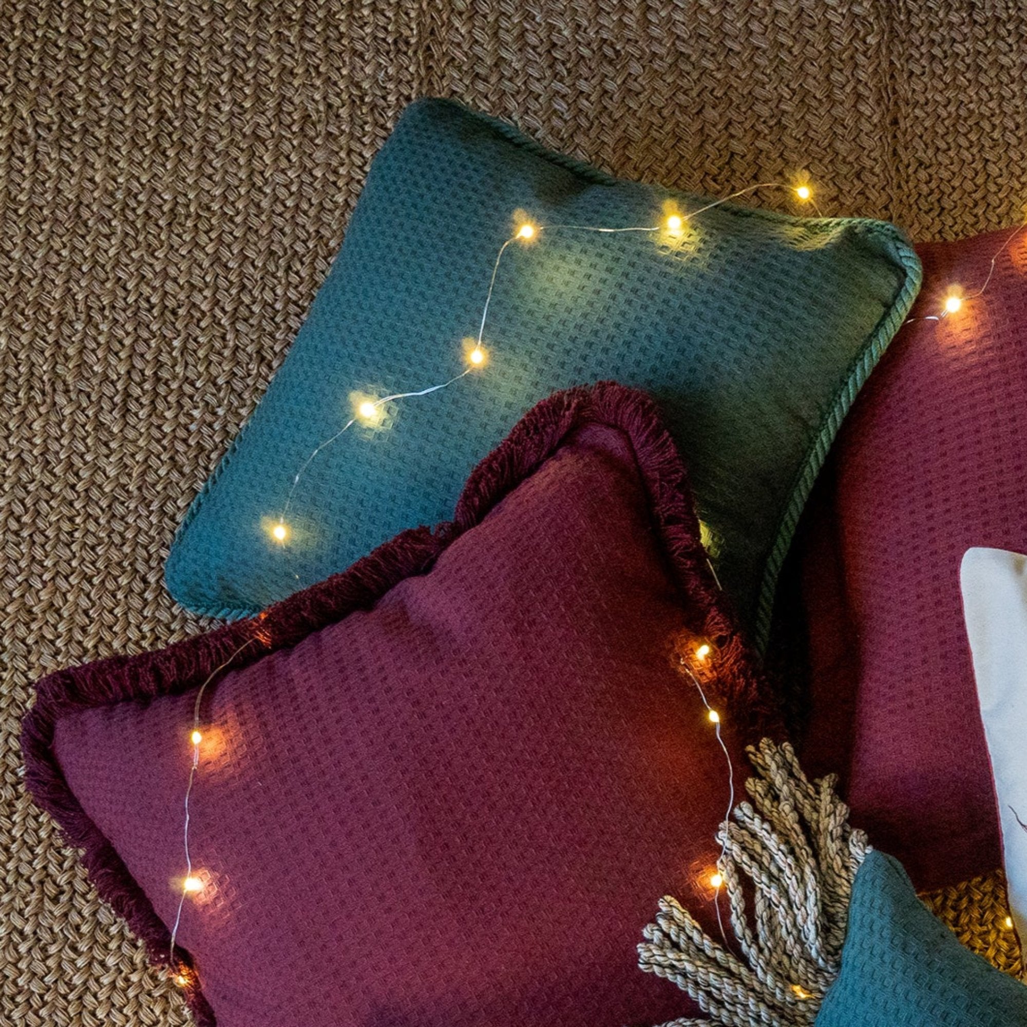 Funda piquet para cojín con cordón Verde