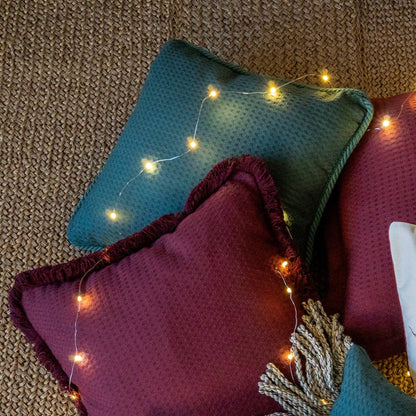 Funda piquet para cojín con cordón Verde