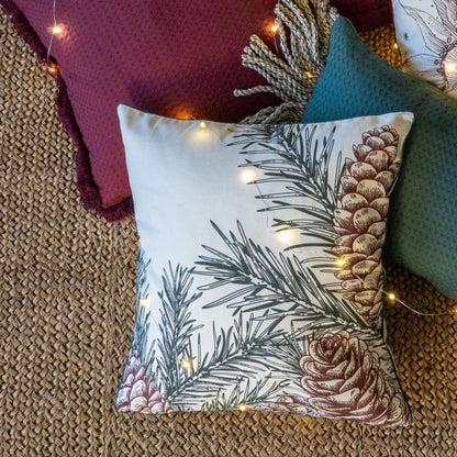 Funda decorativa para cojín navideña Hojas de Pino