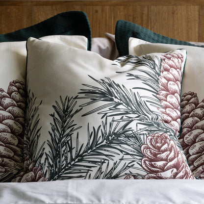 Funda decorativa para cojín navideña Hojas de Pino