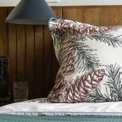 Juego x2 fundas para almohada navideñas piñas de pino