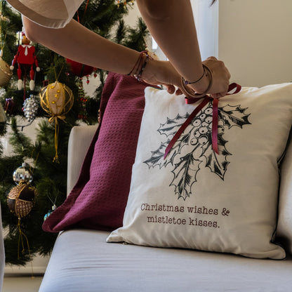 Funda decorativa para cojín navideña Muérdago