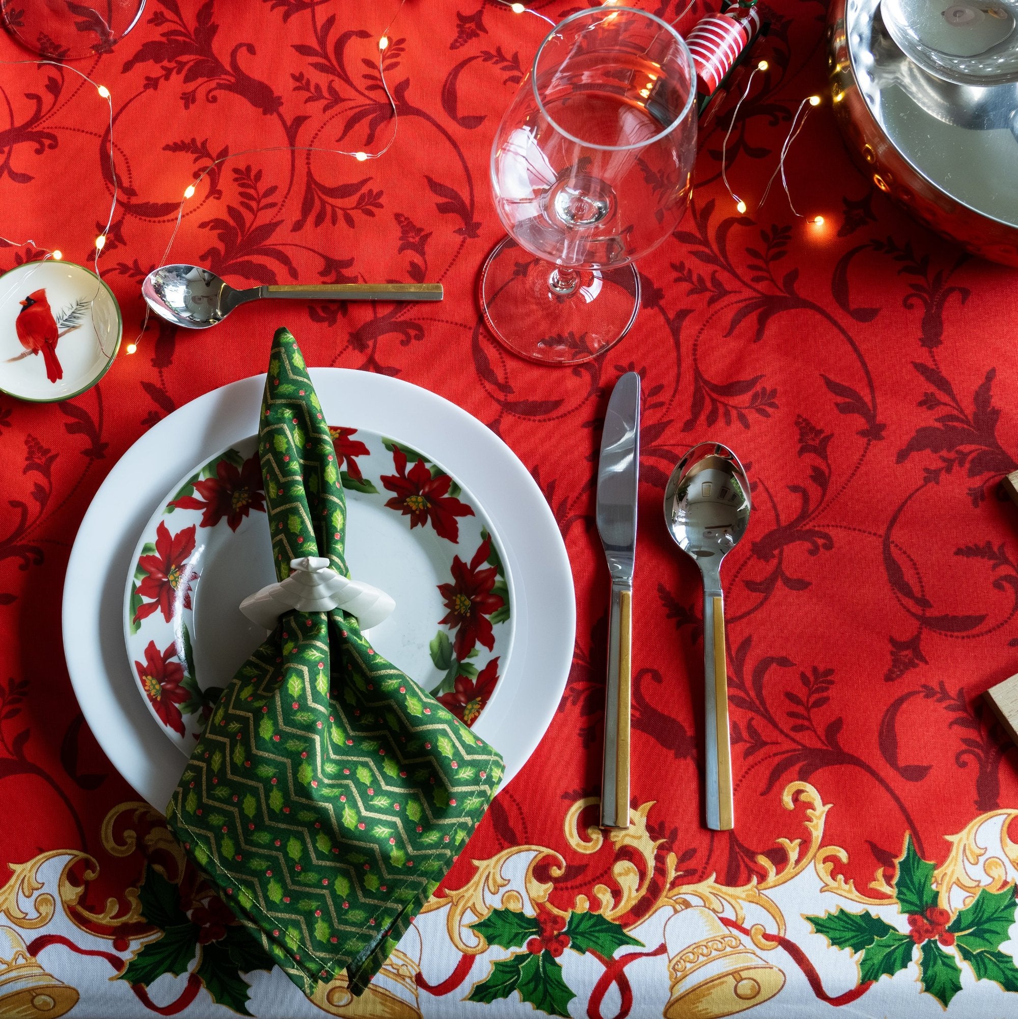 Mantel decorativo navideño Poinsetias