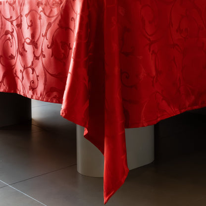 Mantel decorativo navideño en jacquard rojo