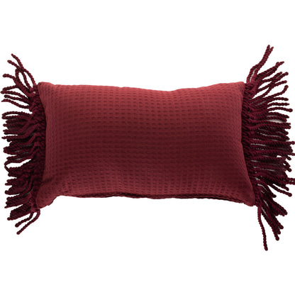 Funda piquet para cojín con flecos Vinotinto