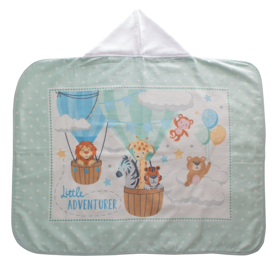 Toalla Capucha para bebé 100% algodón estampado Little Adventurer