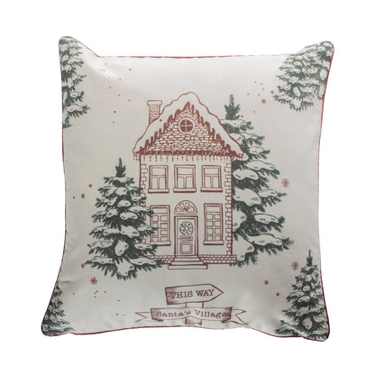 Funda decorativa para cojín navideña Casa Papá Noél