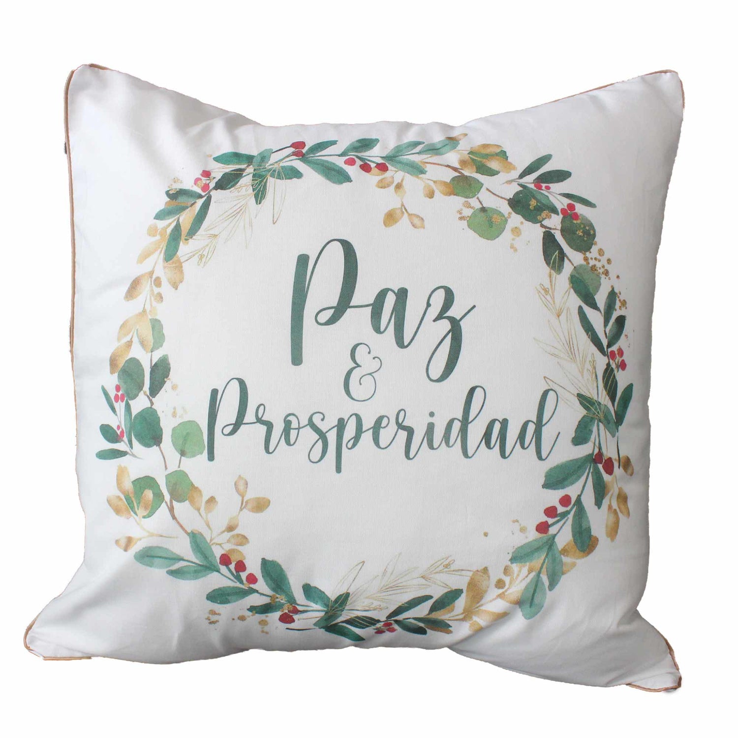 Funda para cojín Navideña Aquarela Paz y Prosperidad