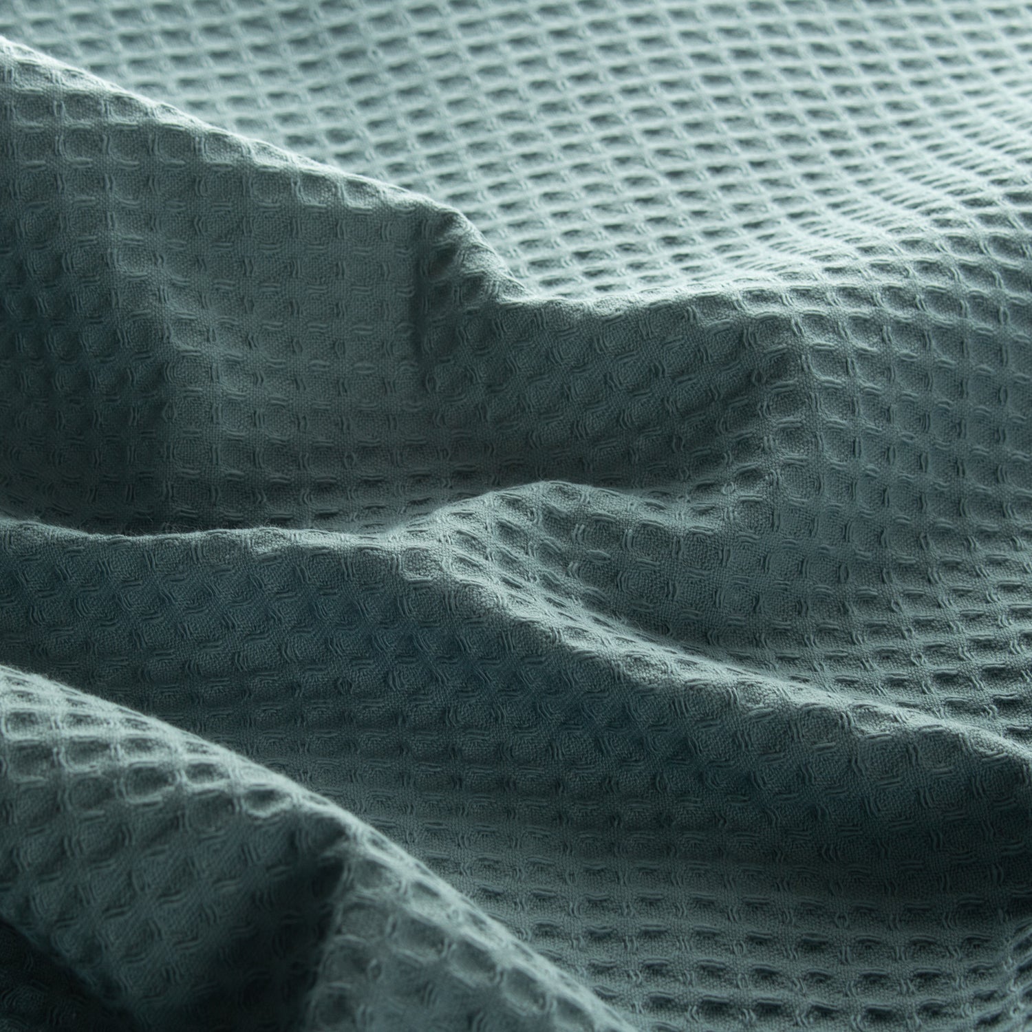 Juego de colcha Piquet 100% algodón (tipo waffle) Verde Azul