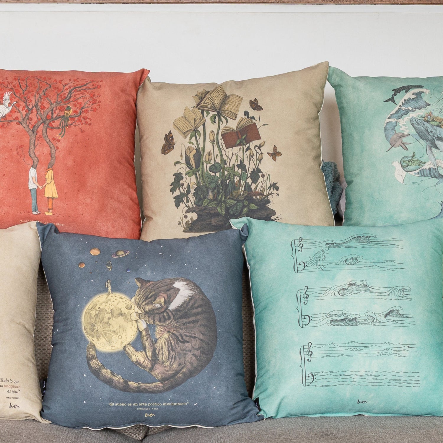 Funda Cojin Cuadrada Ilustrada Jardin Interior By Leen