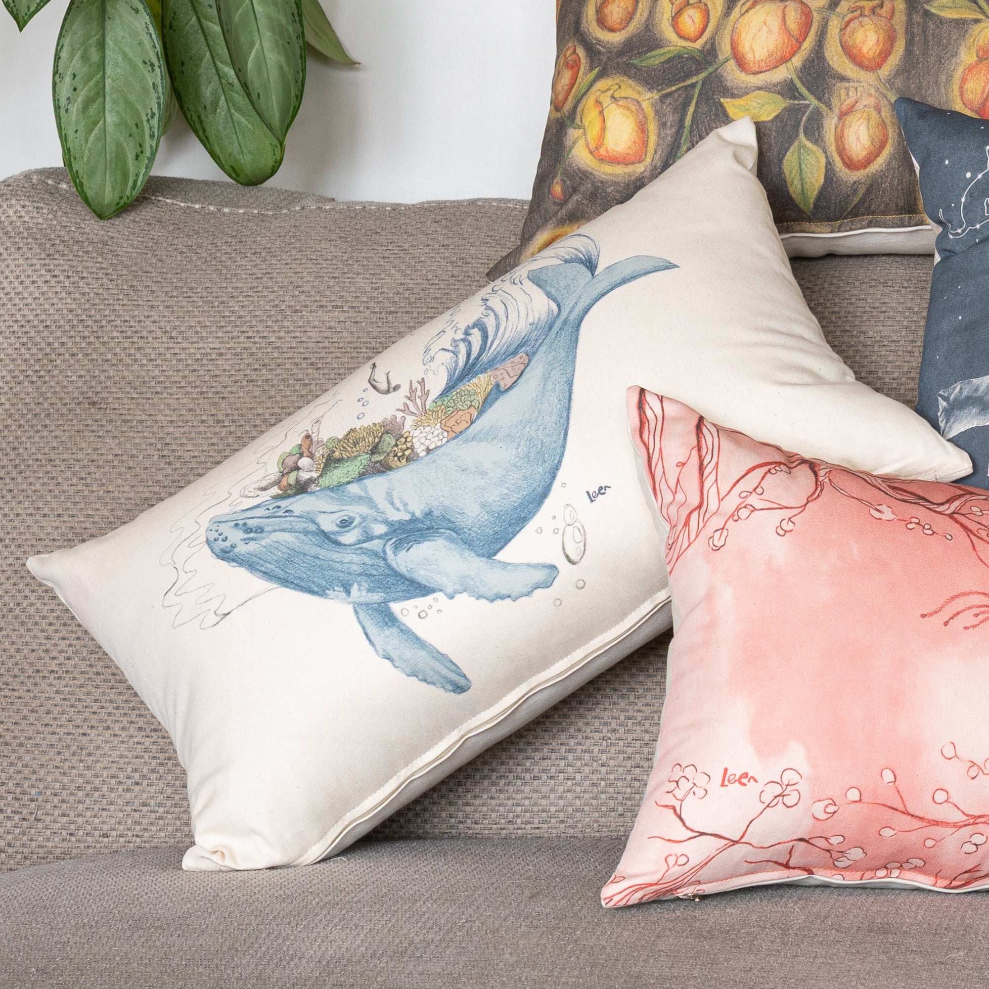 Funda Cojin Rectangular Ilustrada Mar Adentro By Leen