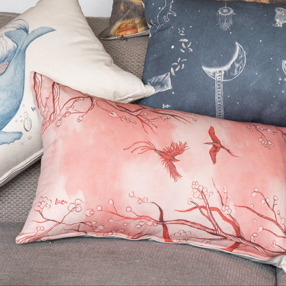 Funda Cojin Rectangular Ilustrada Amor Rojo By Leen