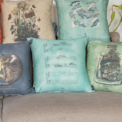 Funda Cojin Cuadrada Ilustrada Mar Sonidos By Leen