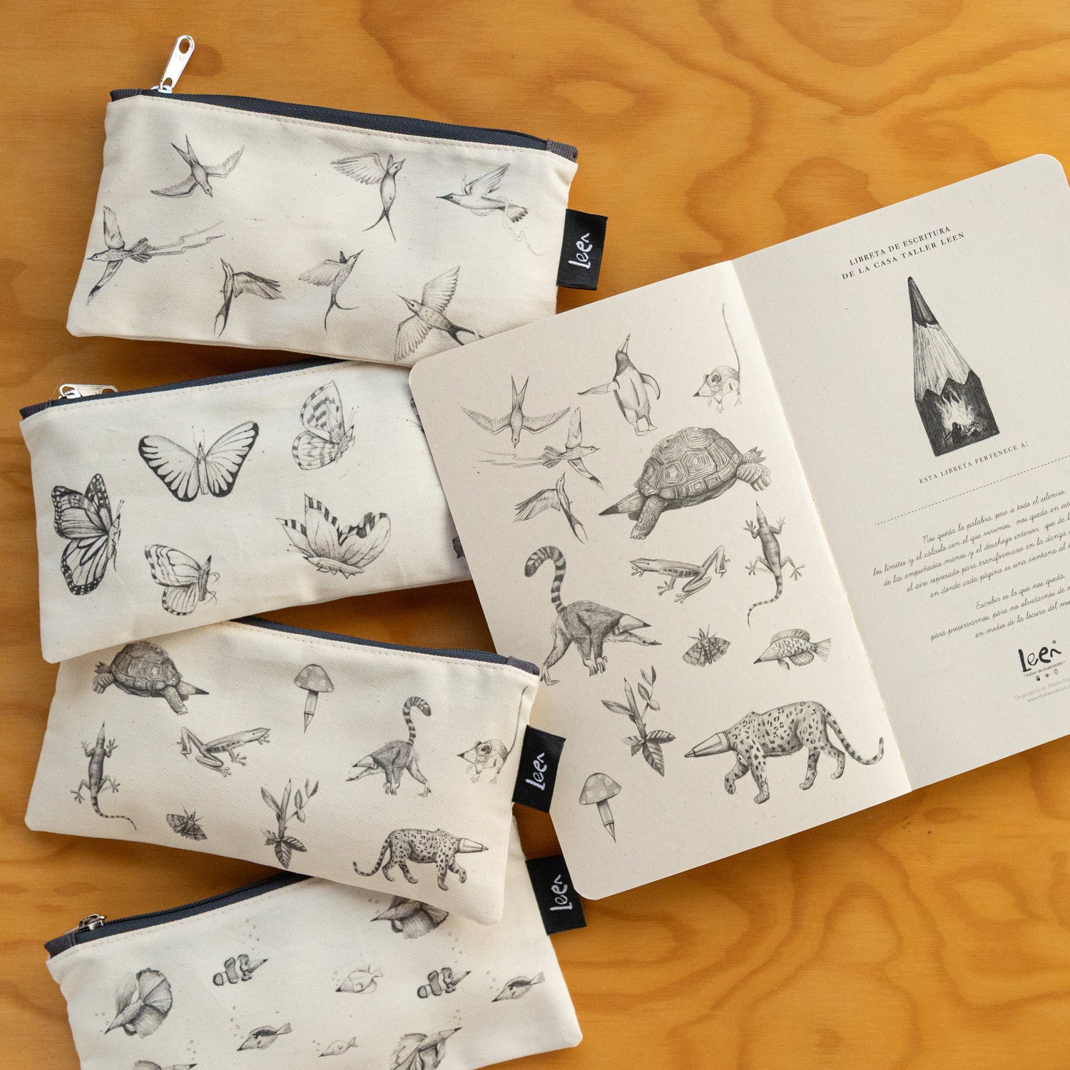 Mini Cartuchera Ilustrada Lapiz Pajaros By Leen