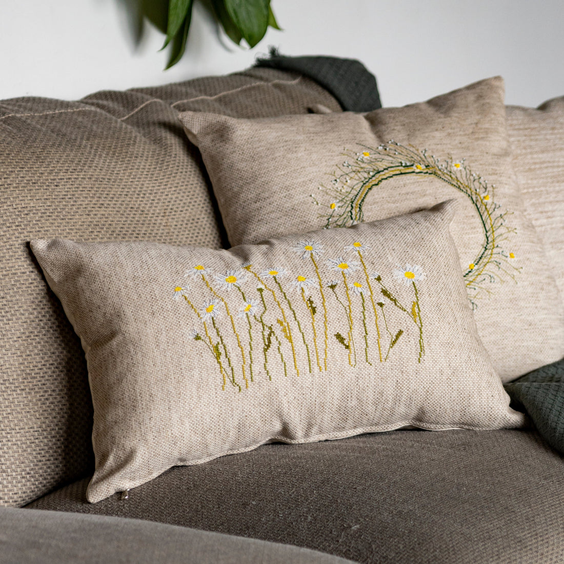 Funda de cojín para bordar en Lino Rectangular