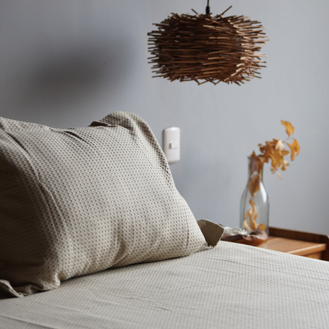 Juego de colcha Génova Piquet 100% algodón (tipo waffle) color Beige