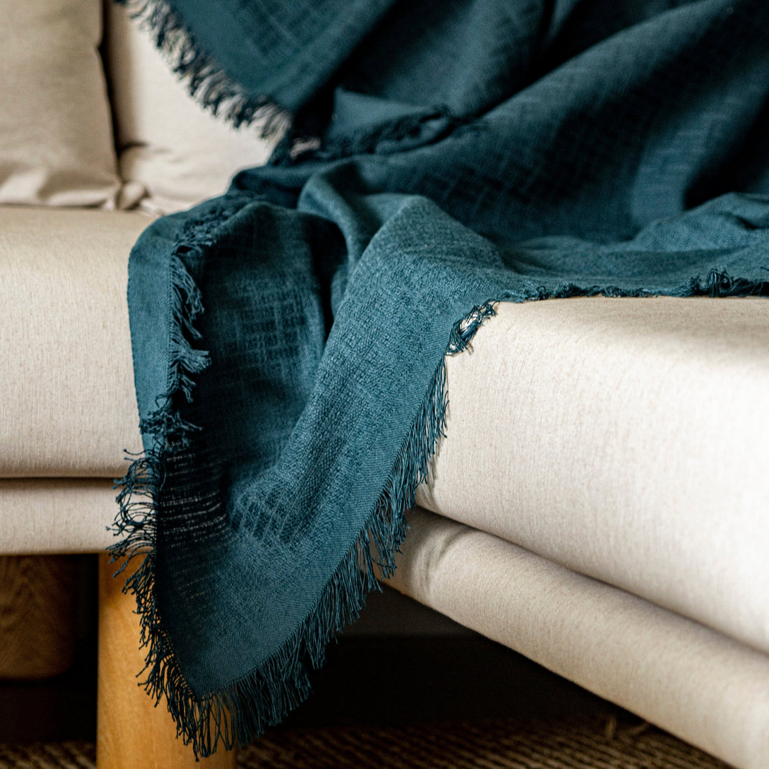 Manta tejida Unicolor 100% algodón color esmeralda