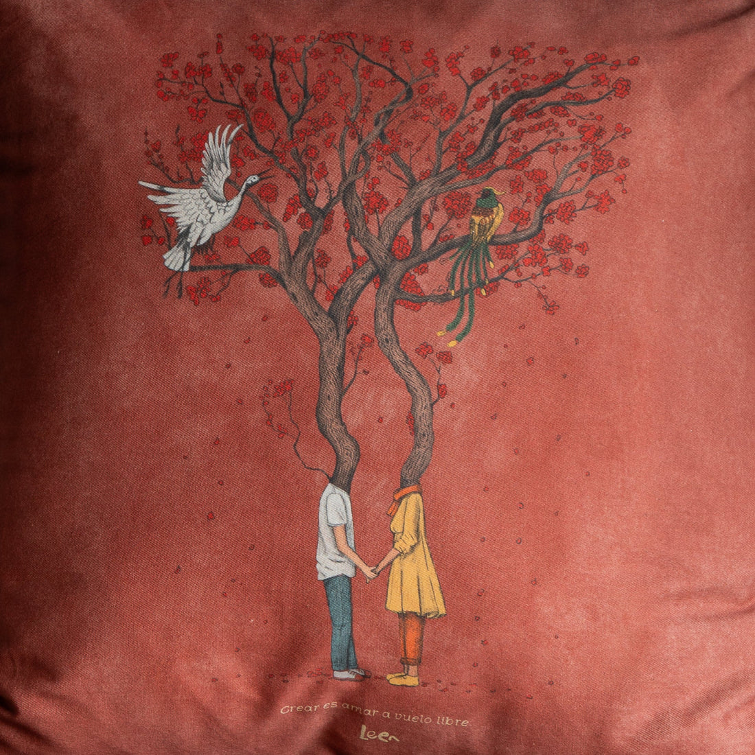 Funda Cojin Cuadrada Ilustrada Amor Rojo By Leen