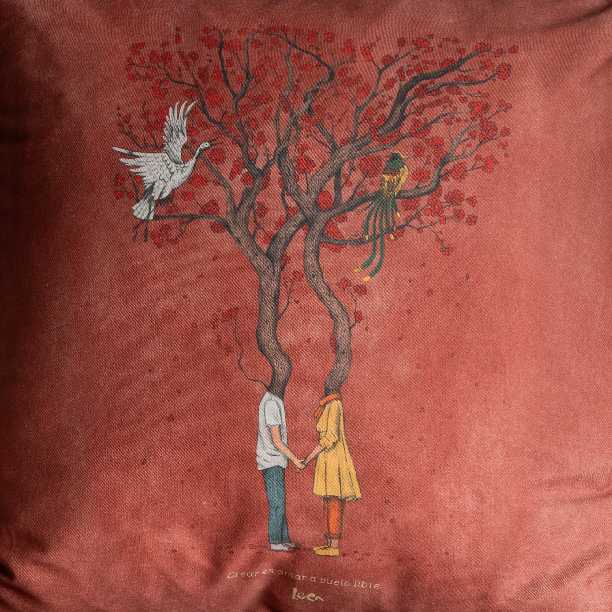 Funda Cojin Cuadrada Ilustrada Amor Rojo By Leen