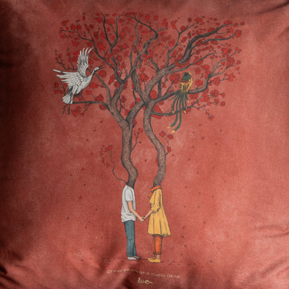 Funda Cojin Cuadrada Ilustrada Amor Rojo By Leen