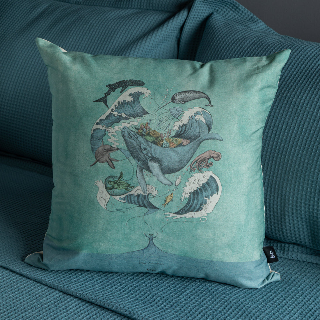 Funda Cojin Cuadrada Ilustrada Mar Adentro By Leen
