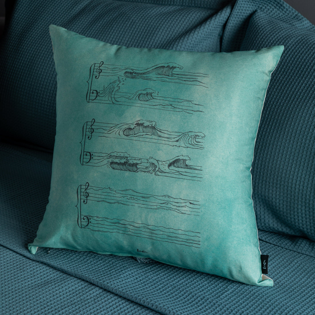 Funda Cojin Cuadrada Ilustrada Mar Sonidos By Leen