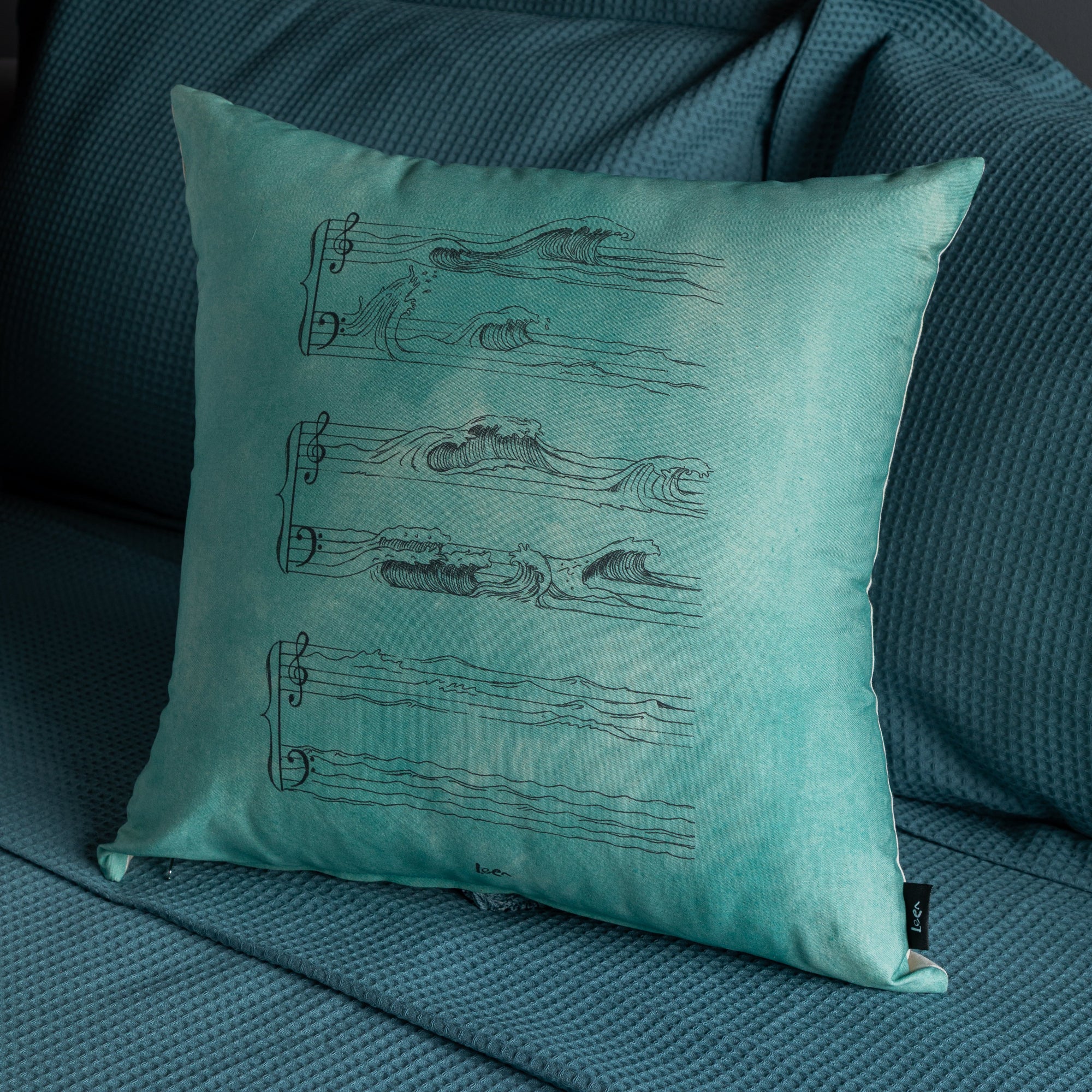 Funda Cojin Cuadrada Ilustrada Mar Sonidos By Leen