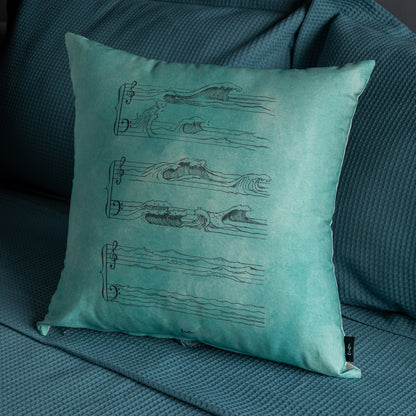 Funda Cojin Cuadrada Ilustrada Mar Sonidos By Leen