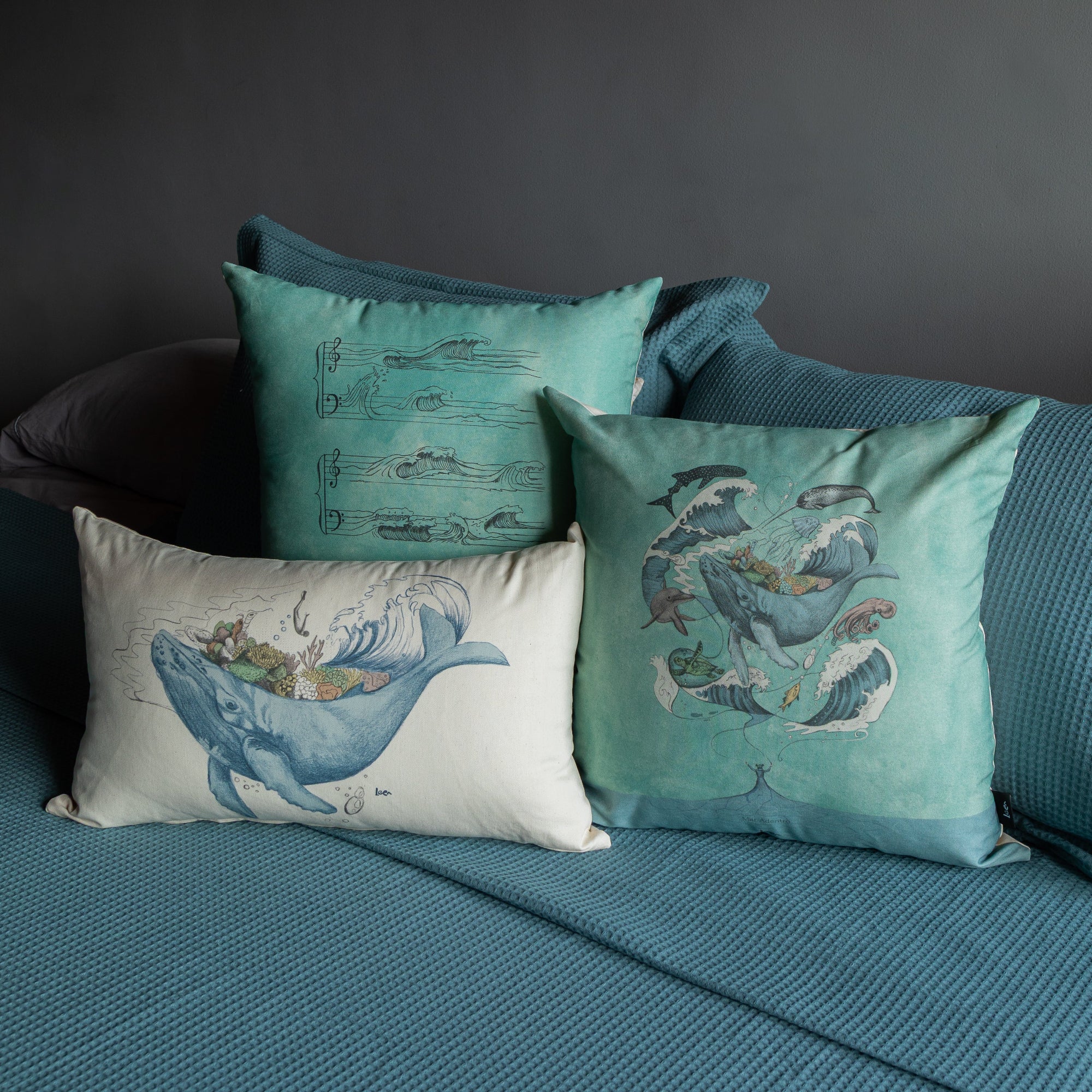 Funda Cojin Rectangular Ilustrada Mar Adentro By Leen